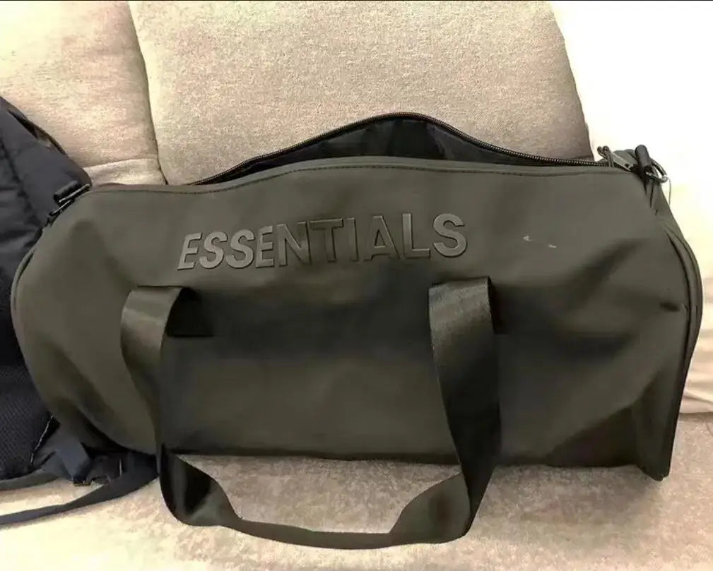 2023 Barrel Shaped Essentials Tote Bag Men Women Embossed Logo Travel Essentials Bag High-capacity Black Waterproof Pu